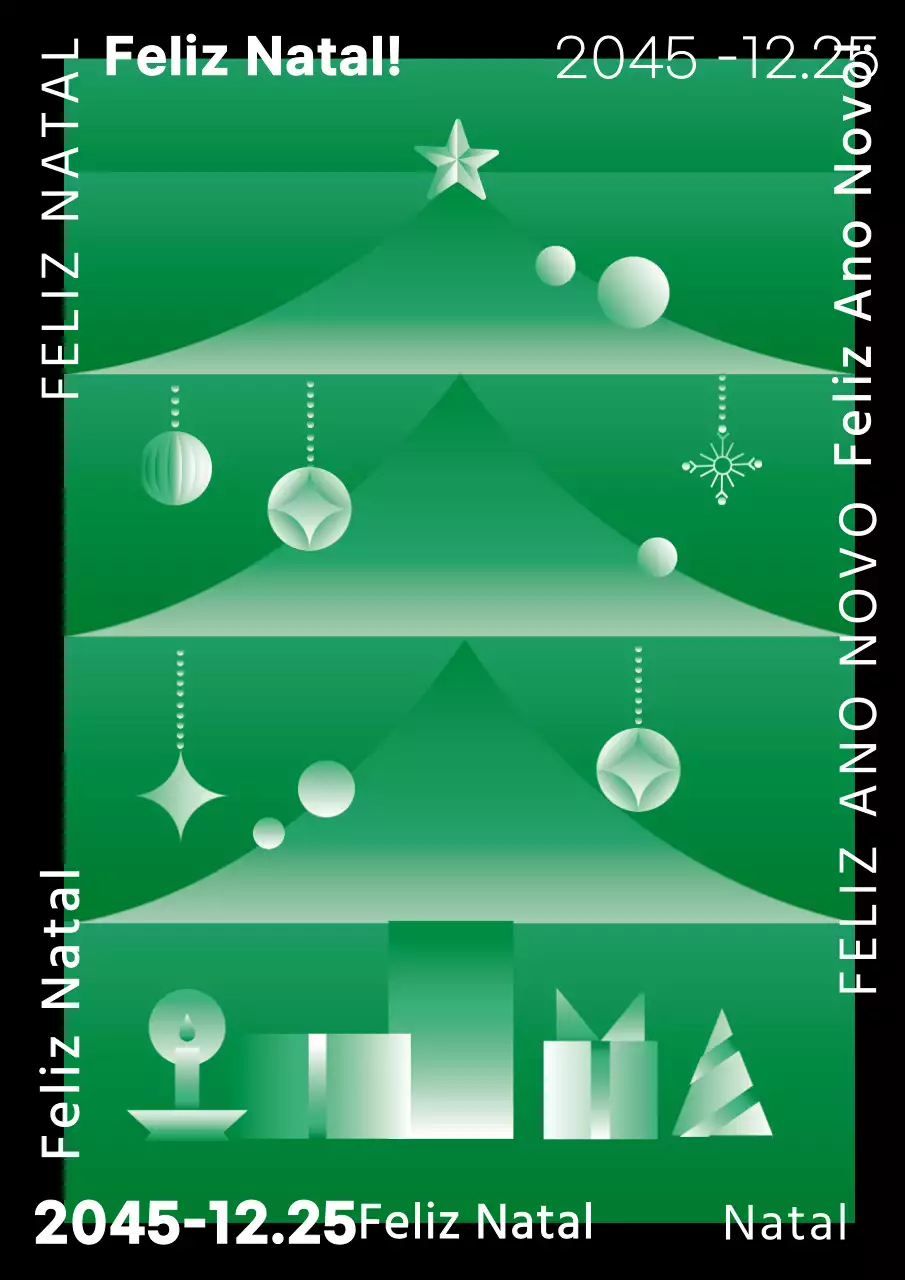 Árvore de Natal moderna verde preta Pôster de arte de Natal