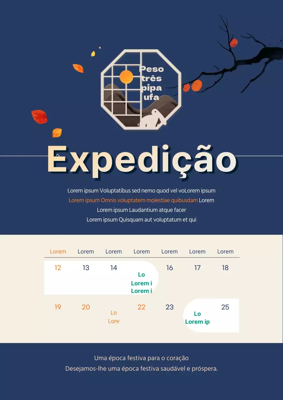 Carta de entrega do Dia de Ação de Graças num esquema de cores azul-marinho