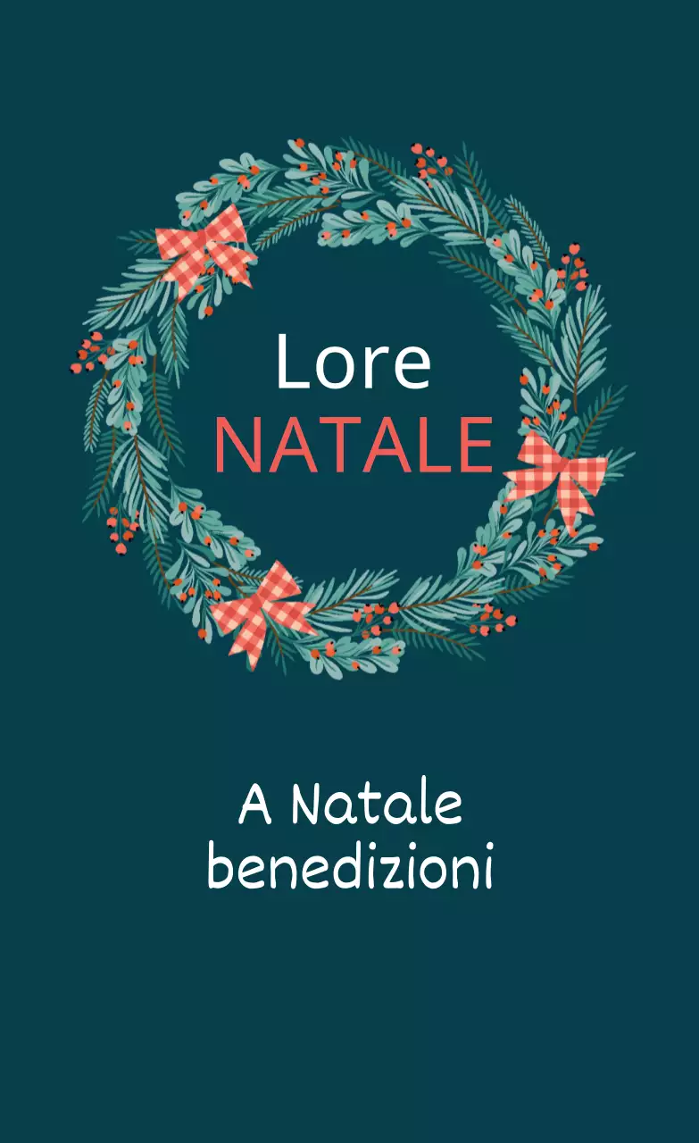 Etichetta di auguri natalizi illustrata rosso-turchese