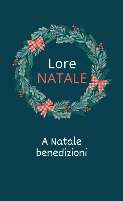 Etichetta di auguri natalizi illustrata rosso-turchese