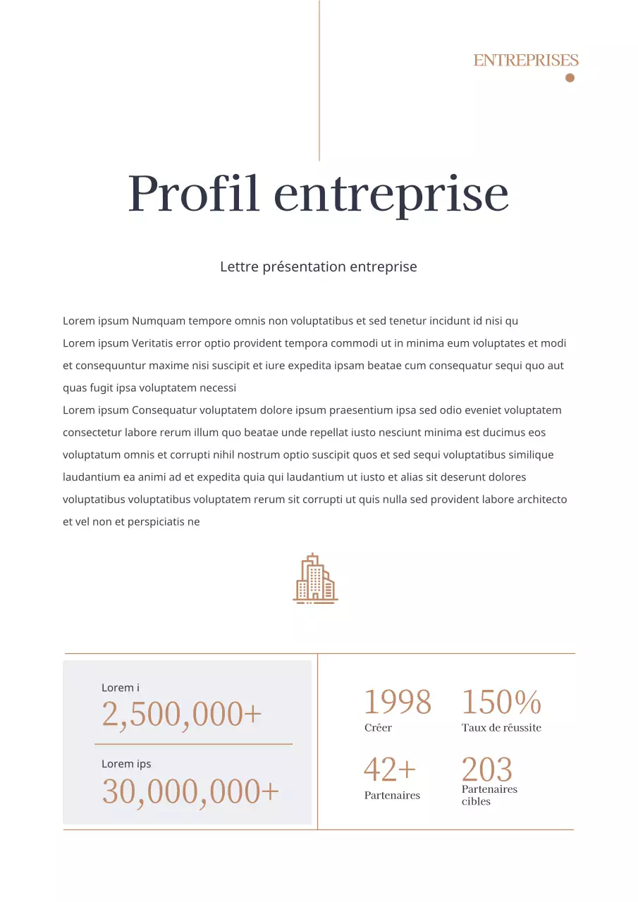 Proposition d'affaires typographique simple et verticale en bleu marine et marron