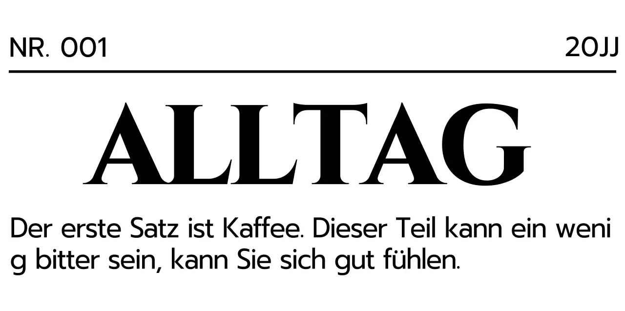 Einfaches, sauberes Zeitungslayoutkonzept in Schwarz und Weiß für personalisierte Waren