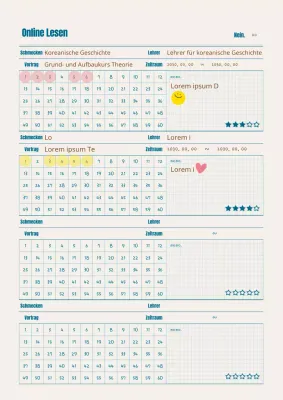 Türkisfarbener und brauner Lehrplan für den Unterricht