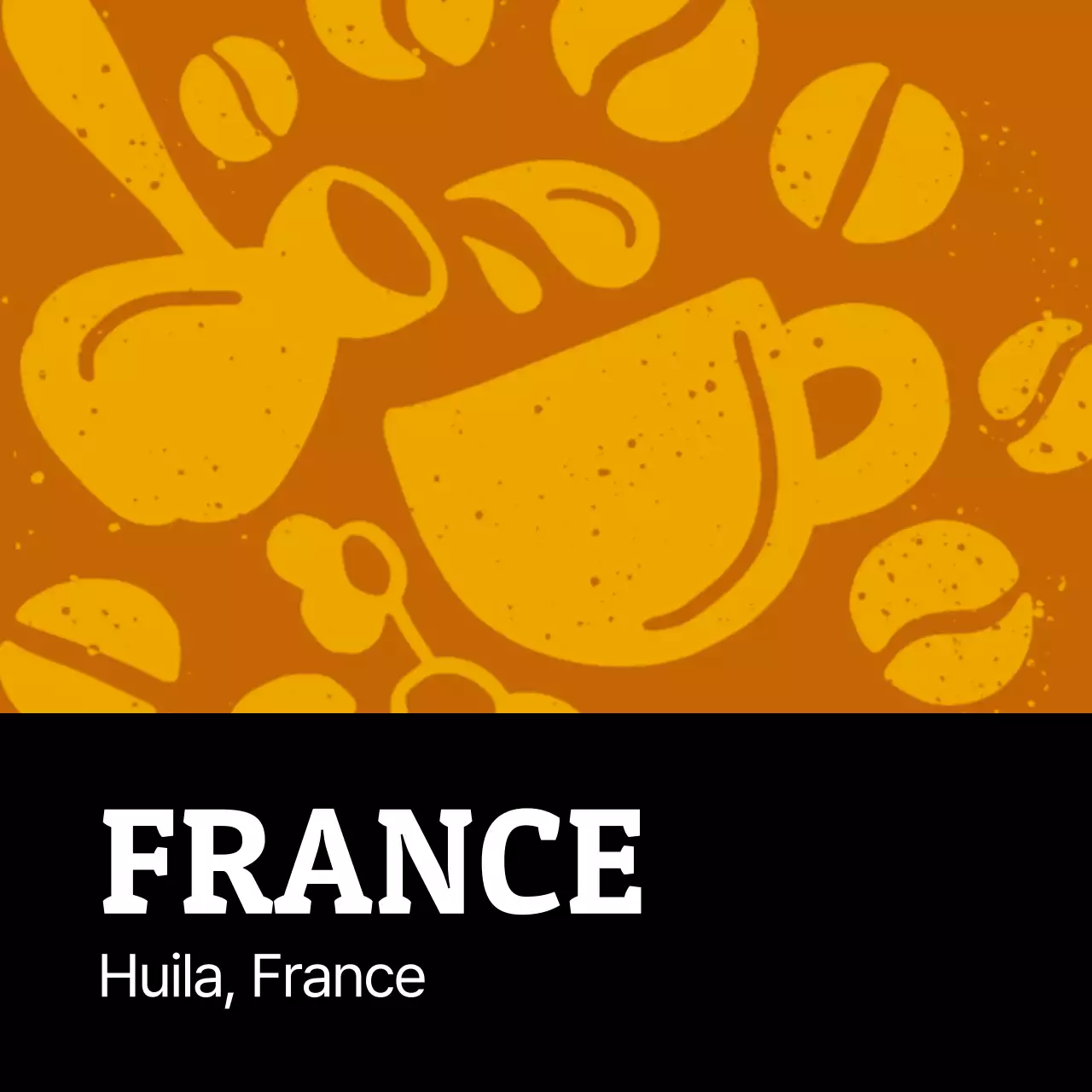 Étiquette colorée vintage illustrée de grains de café Colombie (carrée)