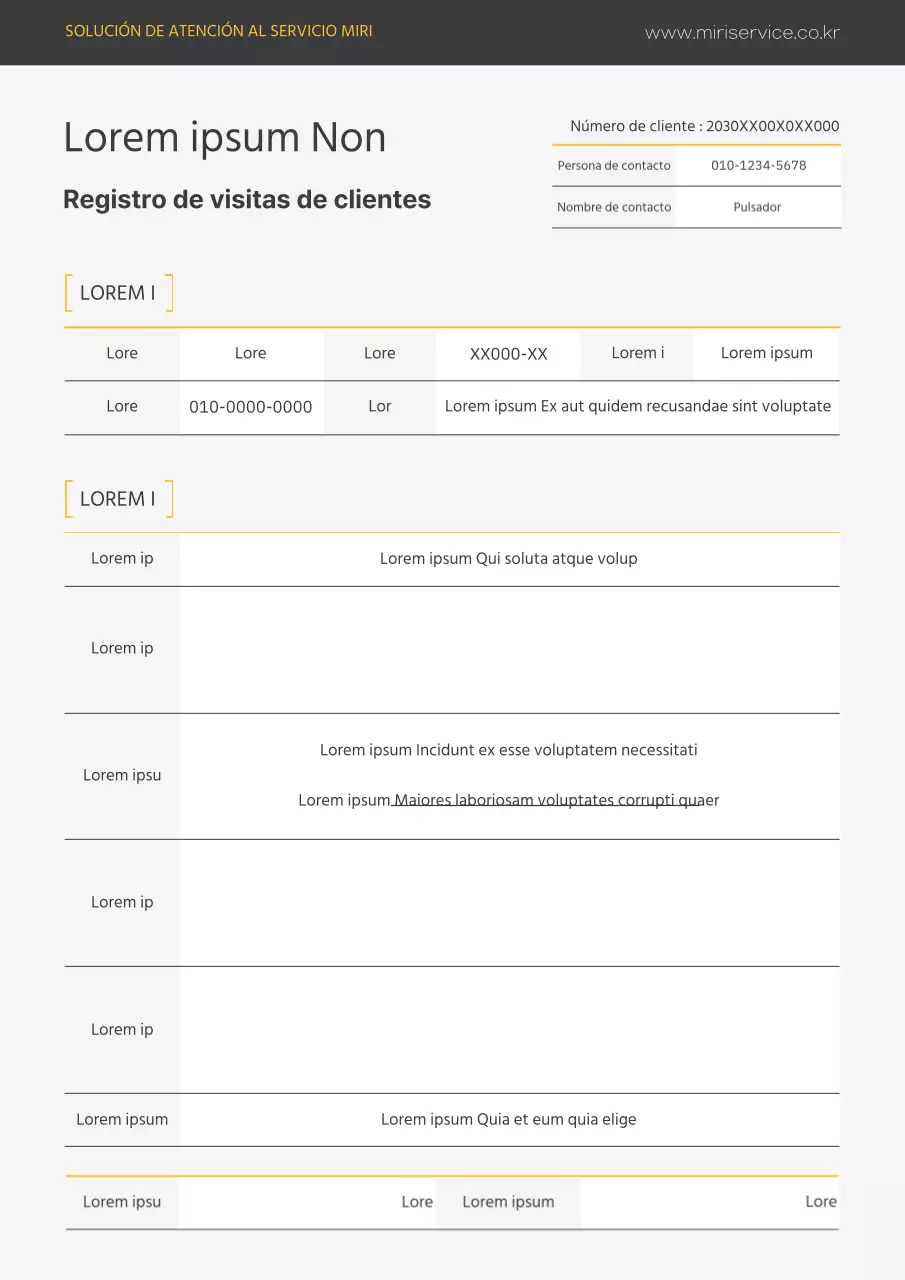 Un sencillo diario gris-amarillo de visitas de clientes