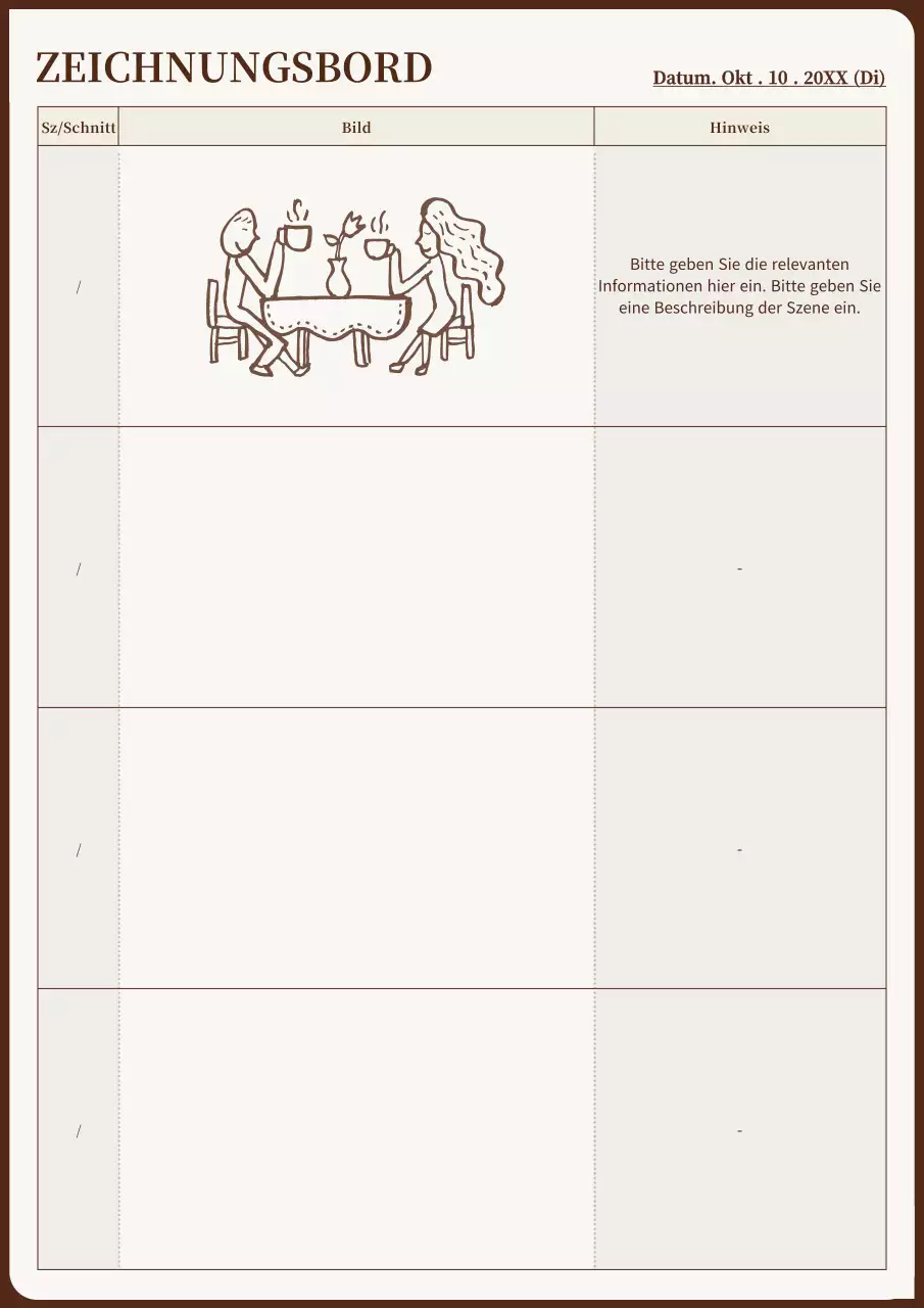 Sauberes Konzept Zeichenbrett in gelb und braun