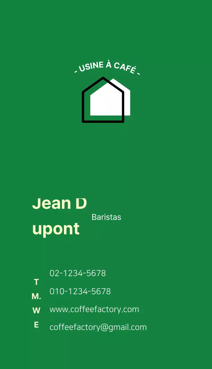 Carte de visite d'un café barista