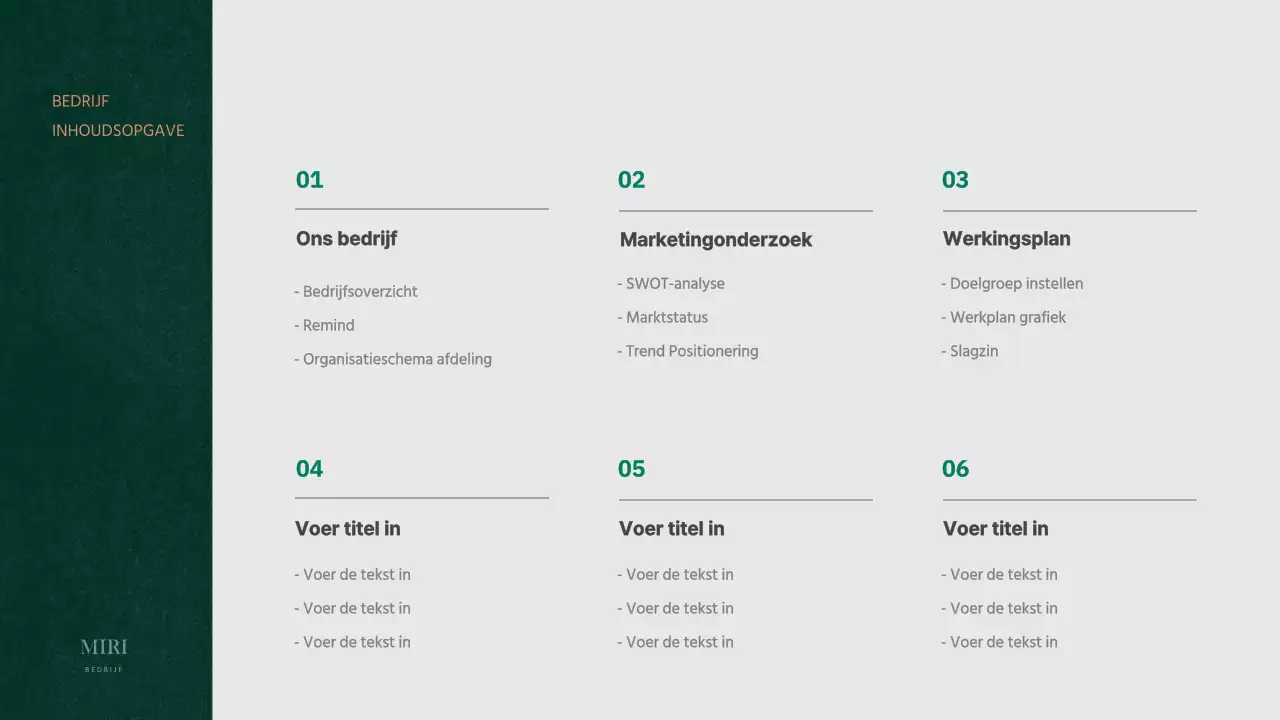 Groen en oranje structuurconcept ondernemingsplan