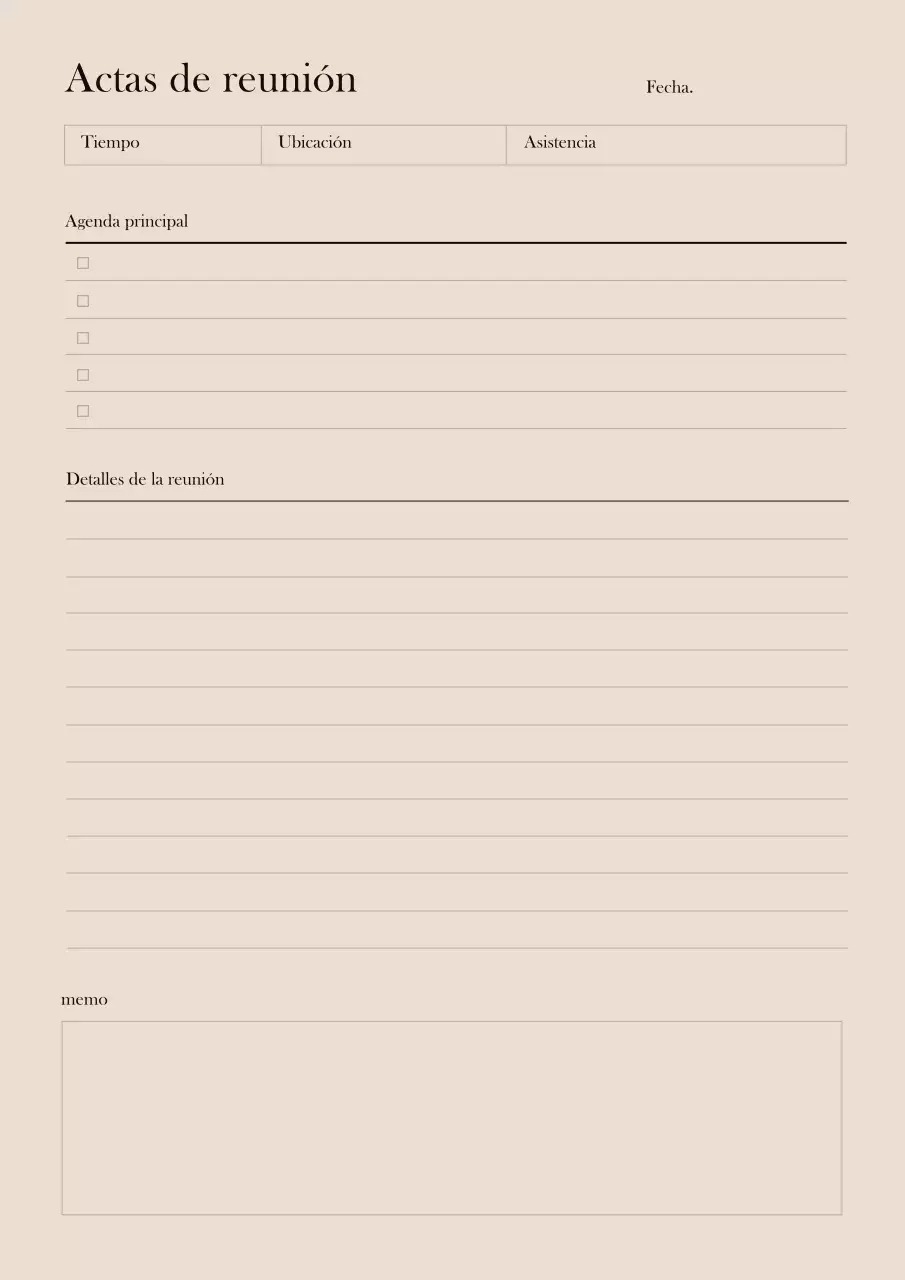 Brown, emocional GoodNote acta de la reunión