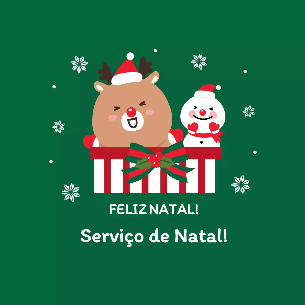 Etiqueta de evento de Natal verde vermelha com uma ilustração gira