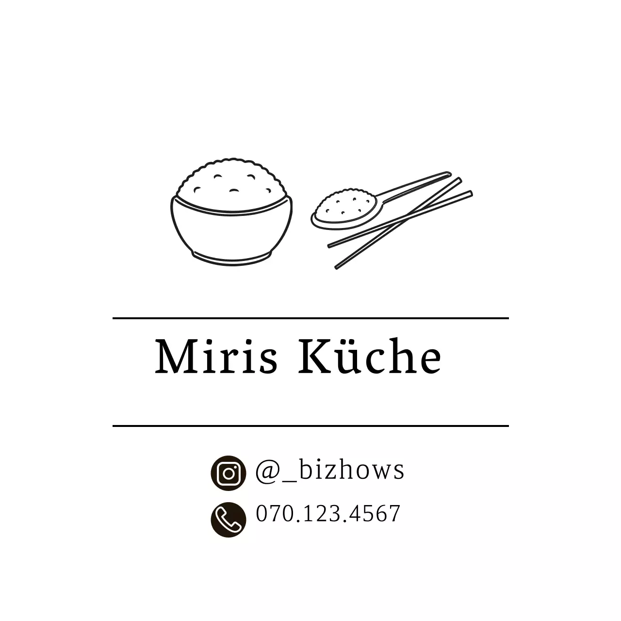 Einfaches Restaurant-Etikett mit weißer Illustration