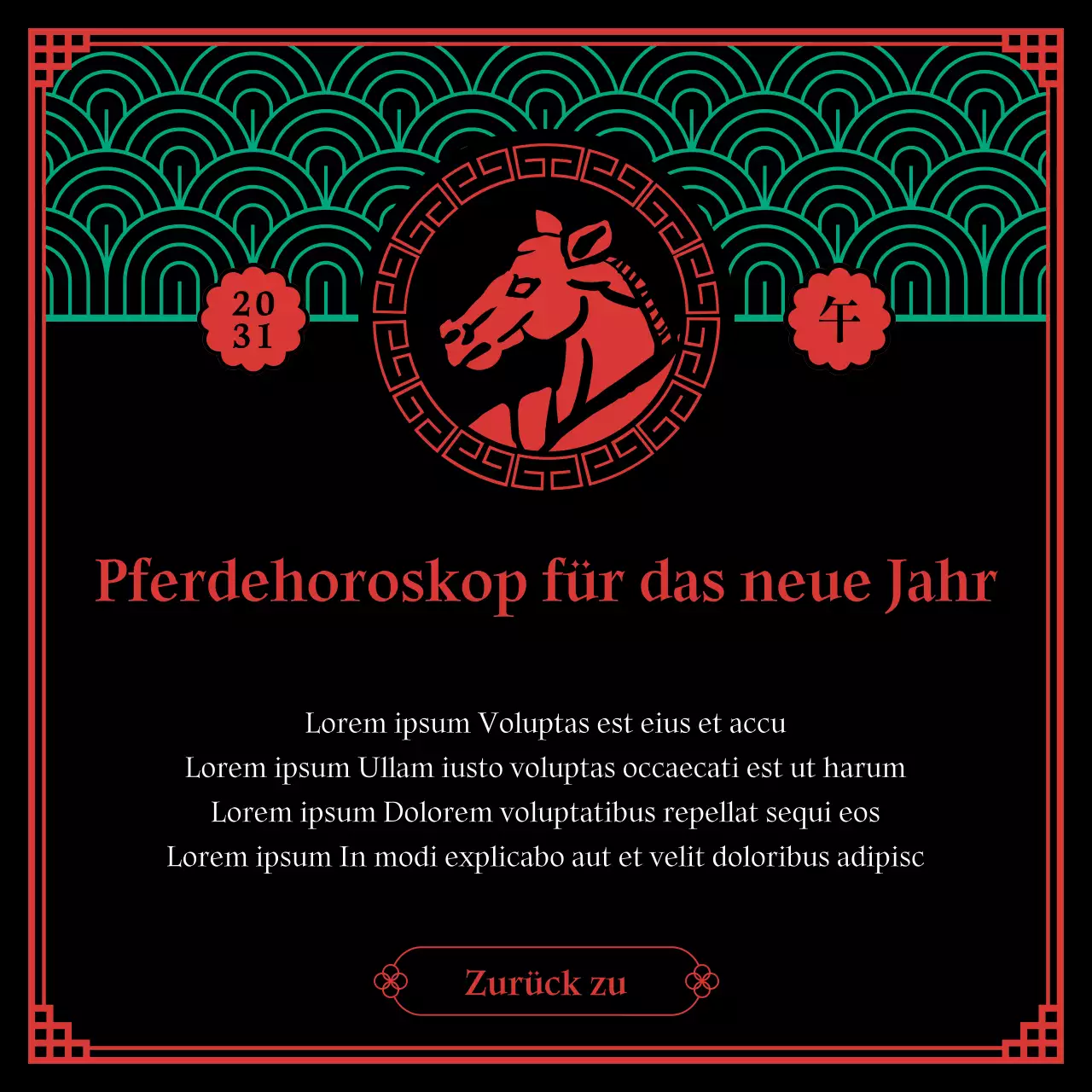 Ein schwarzes und fünfeckiges schamanisches Konzept des zodiakalen Neujahrshoroskops