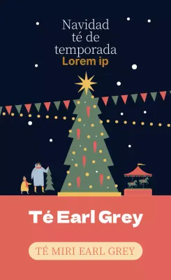 Verde Rojo Ilustración Navidad Etiqueta Té Earl Grey