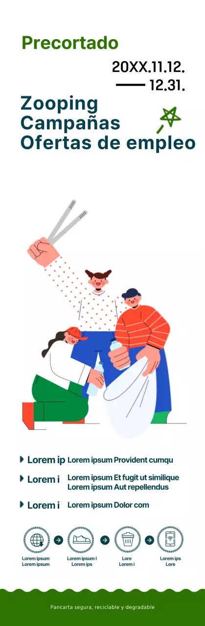 Una campaña sencilla y simpática de estilo ilustrativo en azul marino y verde.