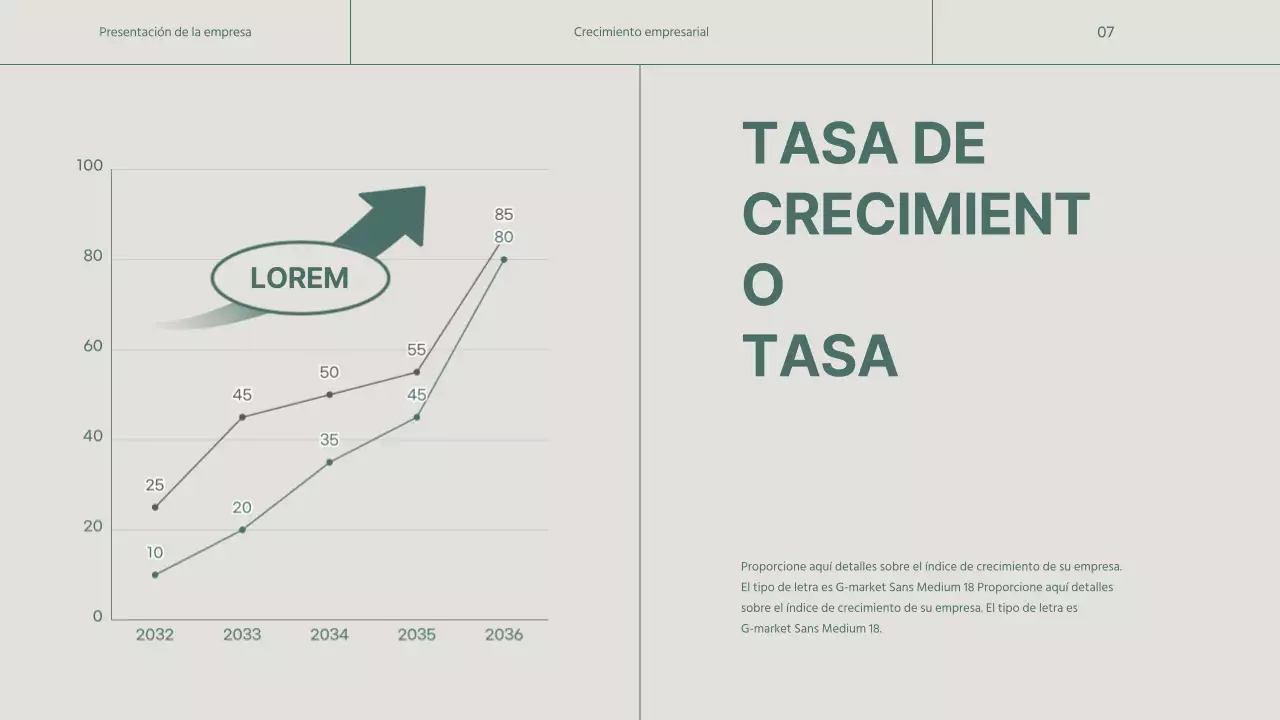Un sencillo perfil de empresa verde y beige