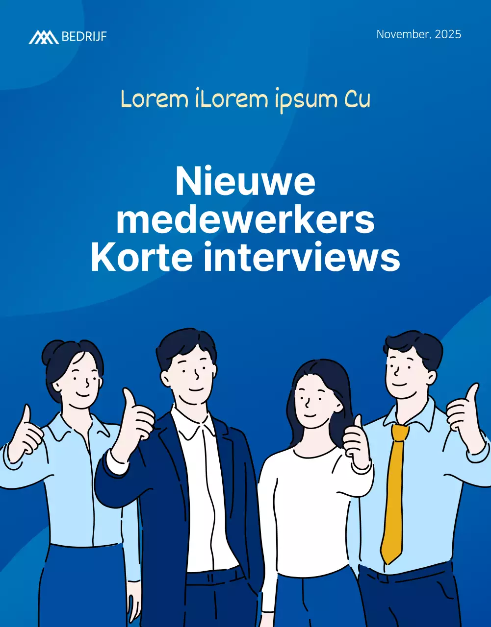 Blauwe bedrijfspagina voor nieuwe werknemers