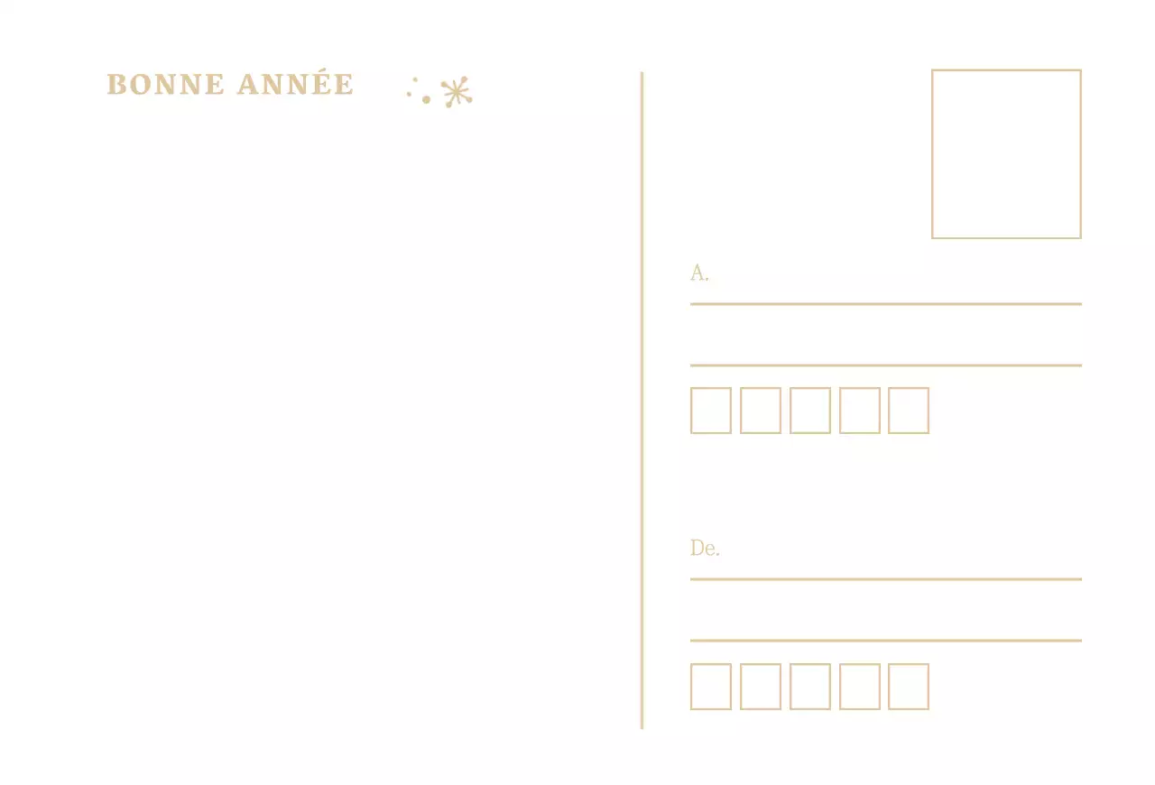 Carte postale du jour de l'an simple et blanche Carte postale du jour de l'an
