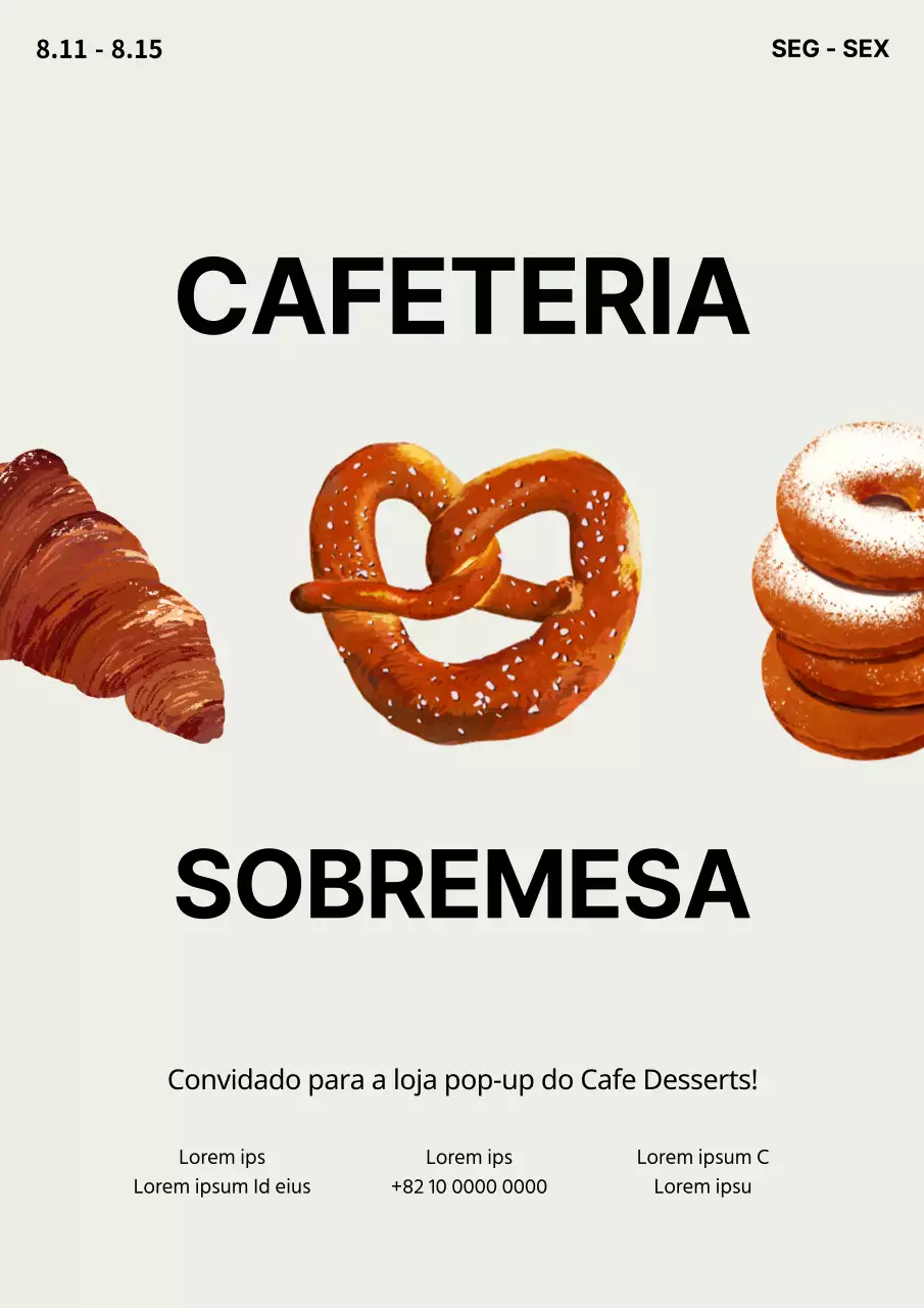 Cartaz de loja pop-up de padaria com tema bege