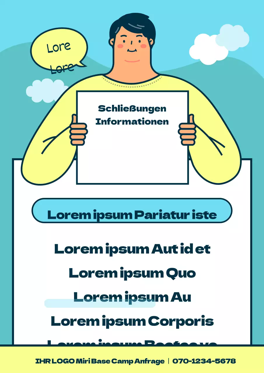 Niedliche Verschlussanzeige mit blauer Menschenillustration