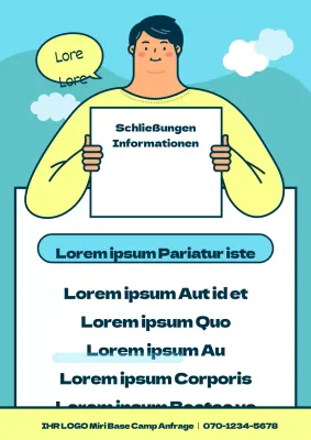 Niedliche Verschlussanzeige mit blauer Menschenillustration