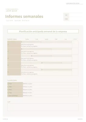 Formulario sencillo de documentación de la empresa en tonos beige Informe semanal de trabajo