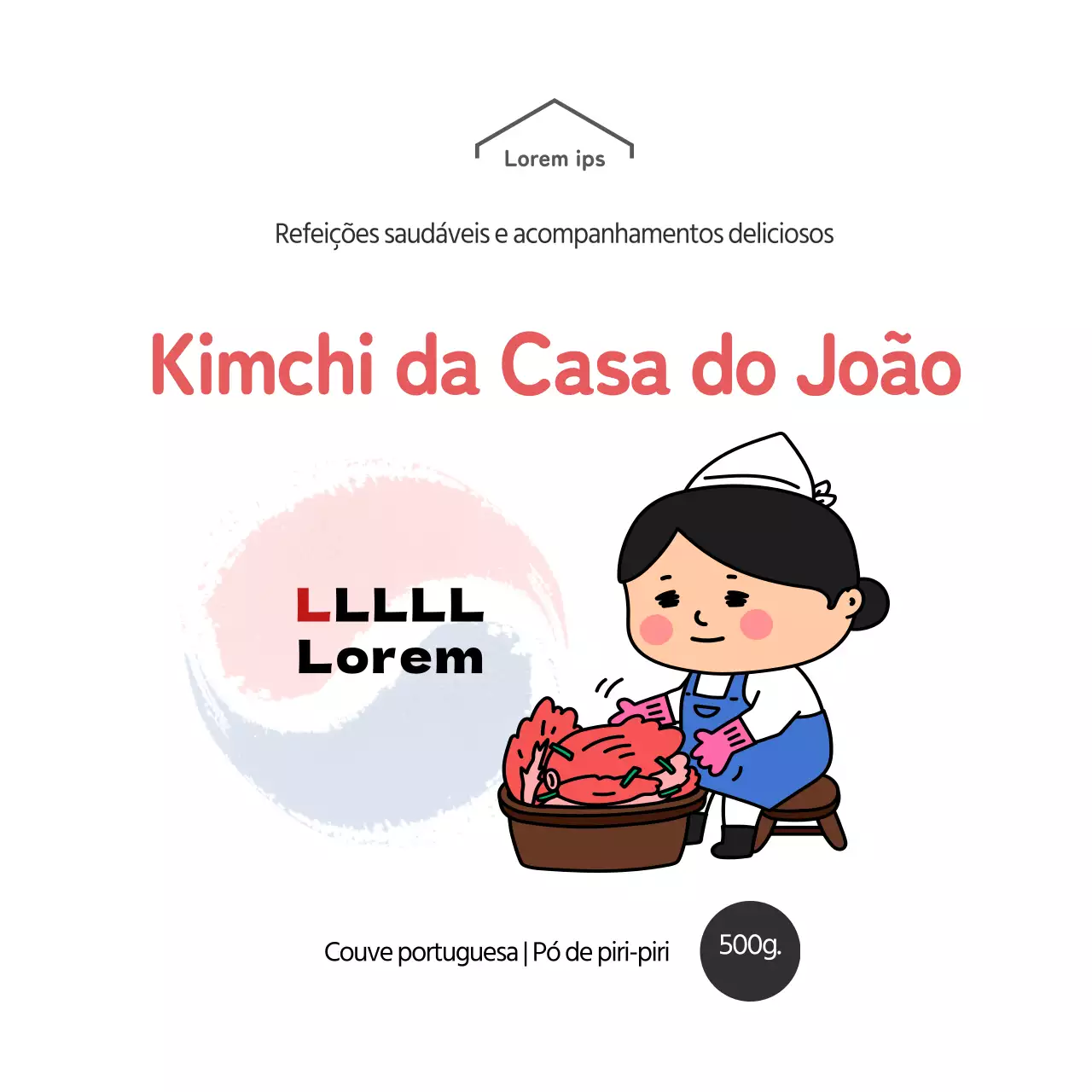 Autocolante quadrado de delicatessen simples com ilustração vermelha
