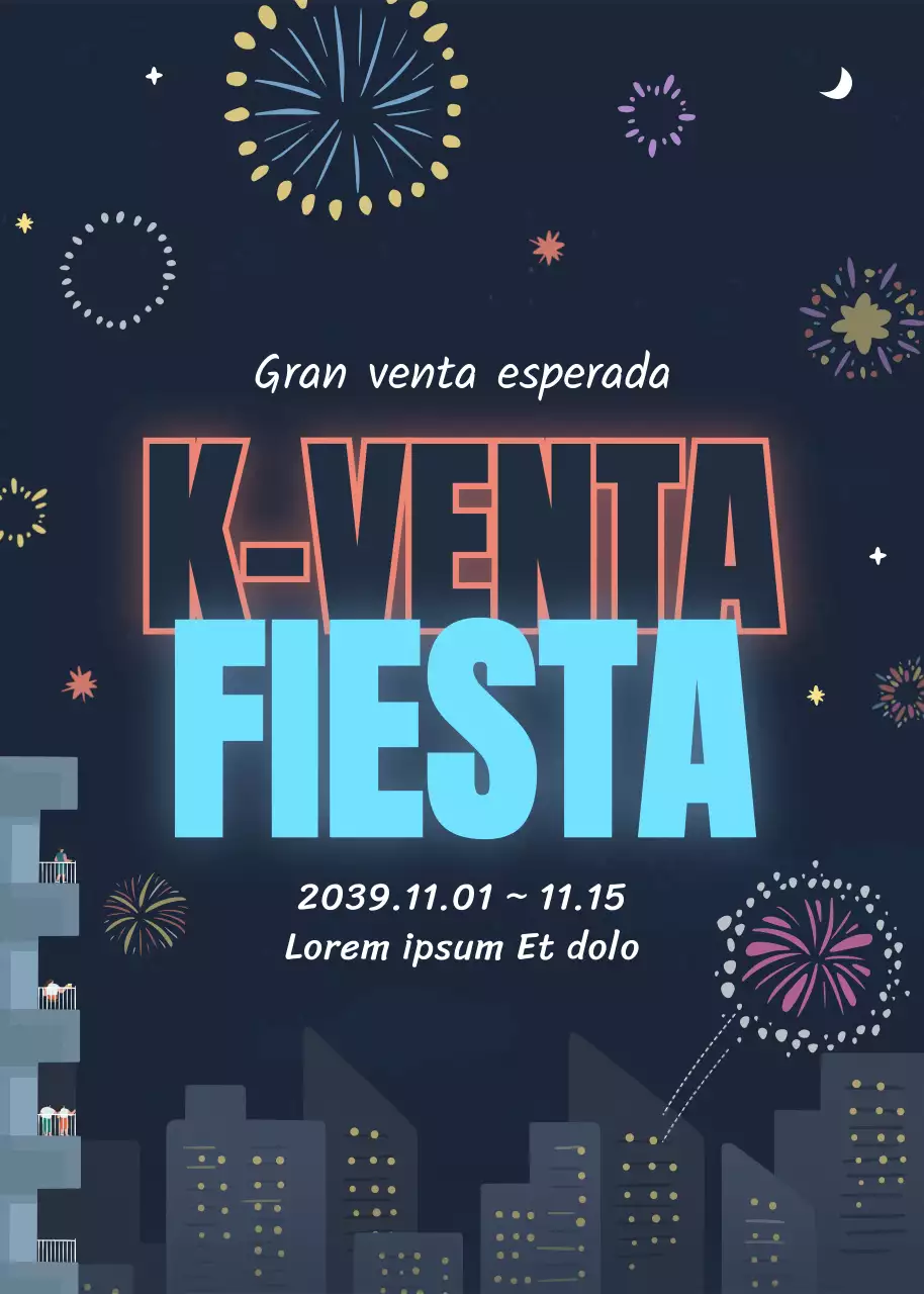 Simpático petardo rojo y azul ilustración concepto venta evento