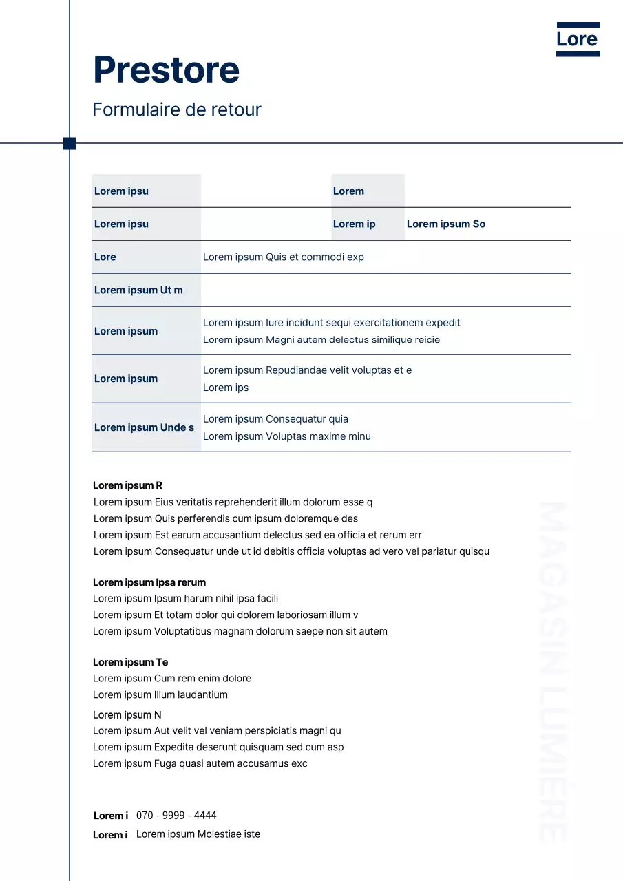 Navy Line's Clean Exchange Returns Format du document