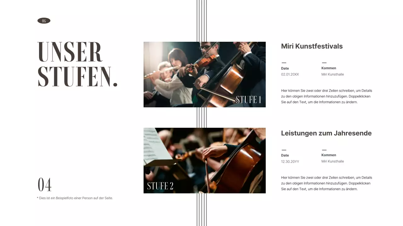 Portfolio von Organisationen der darstellenden Künste in braunen und gedeckten Tönen