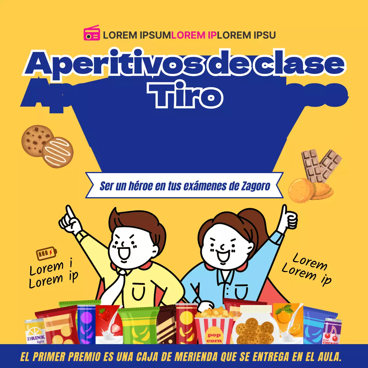 Un bonito evento de entrega de cajas de aperitivos en amarillo y azul para el periodo de prueba