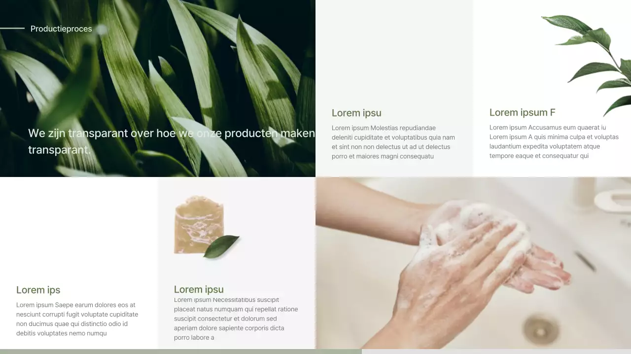 Instapvoorstel voor een groen-beige naturalistische conceptzeep