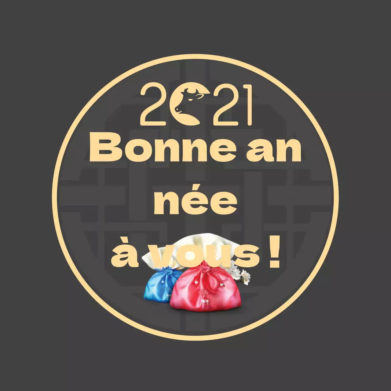 Étiquette de vœux pour la nouvelle année avec lettrage photo doré