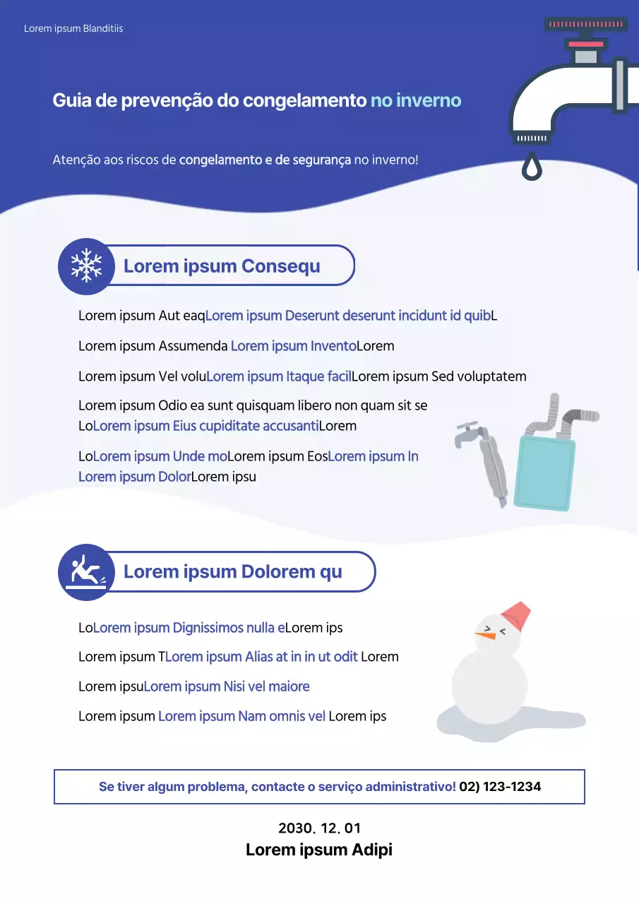 Cartaz azul de proteção contra congelamento