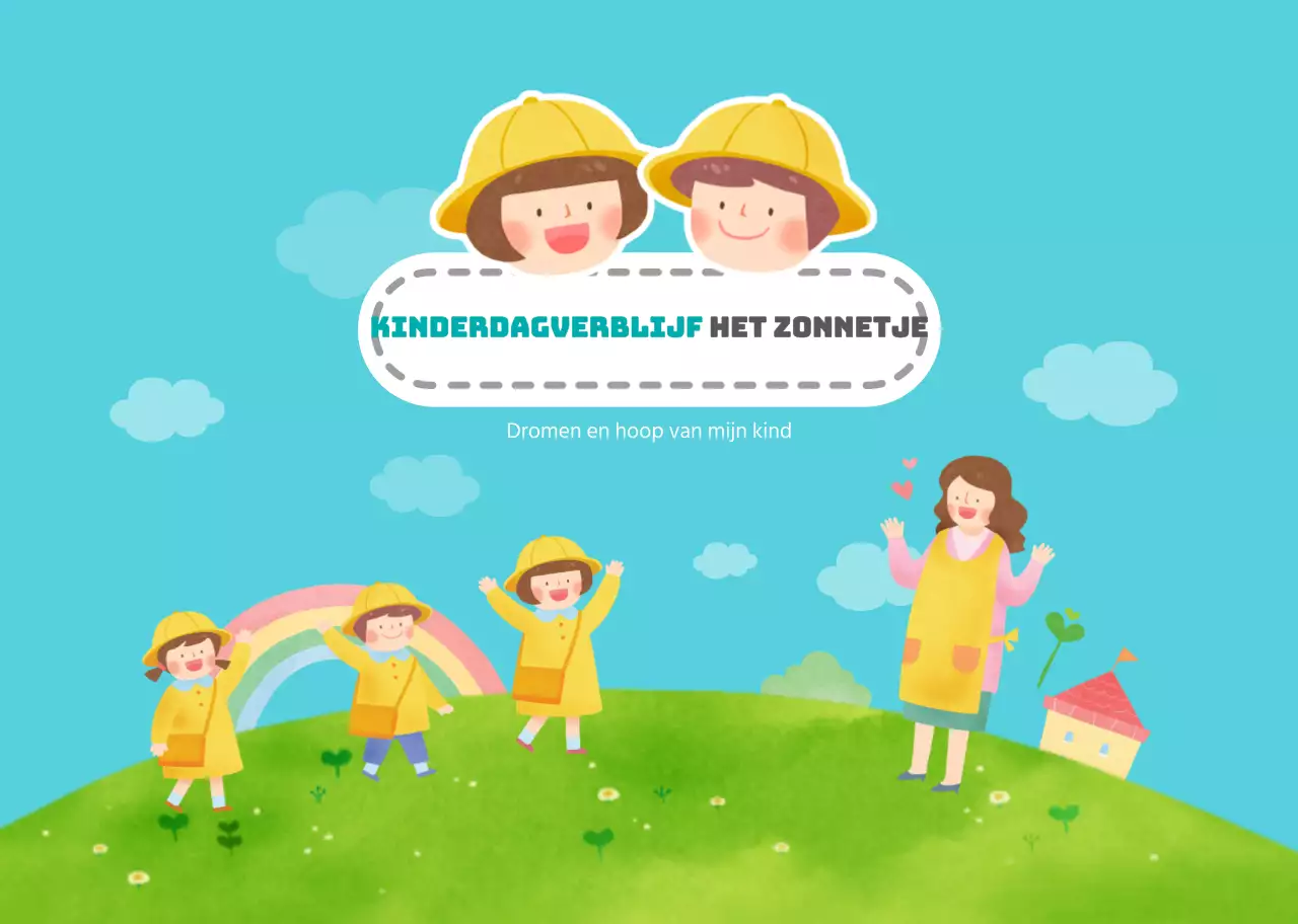 Schattig mintgroen en veelkleurig kleuterboekje met lenteband