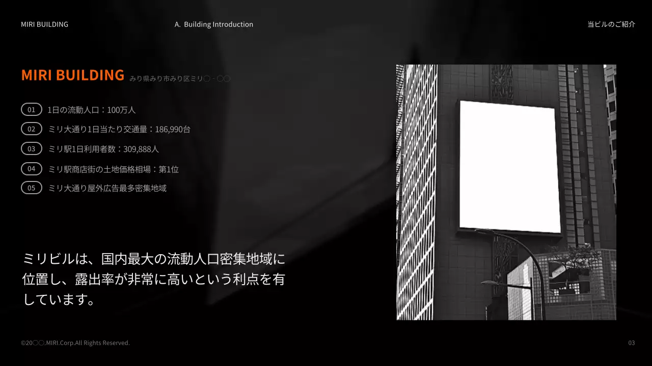 オレンジ モダン 広告 プレゼンテーション