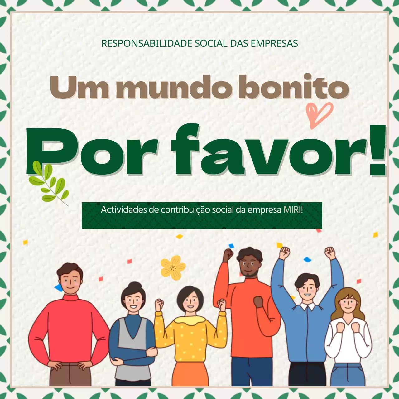 Responsabilidade social das empresas em ilustrações a verde e castanho