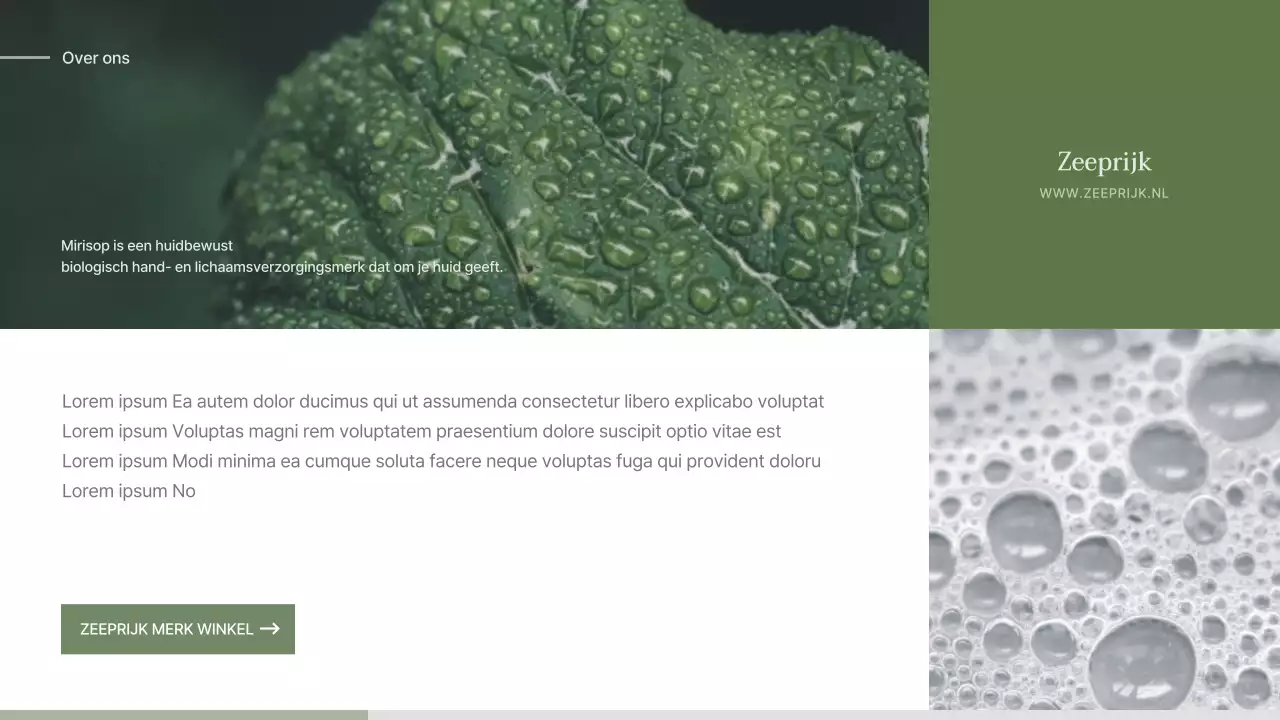 Instapvoorstel voor een groen-beige naturalistische conceptzeep