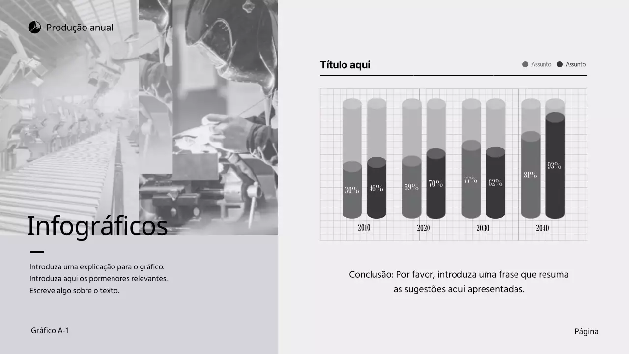 Produção anual simples em monótono preto e cinzento