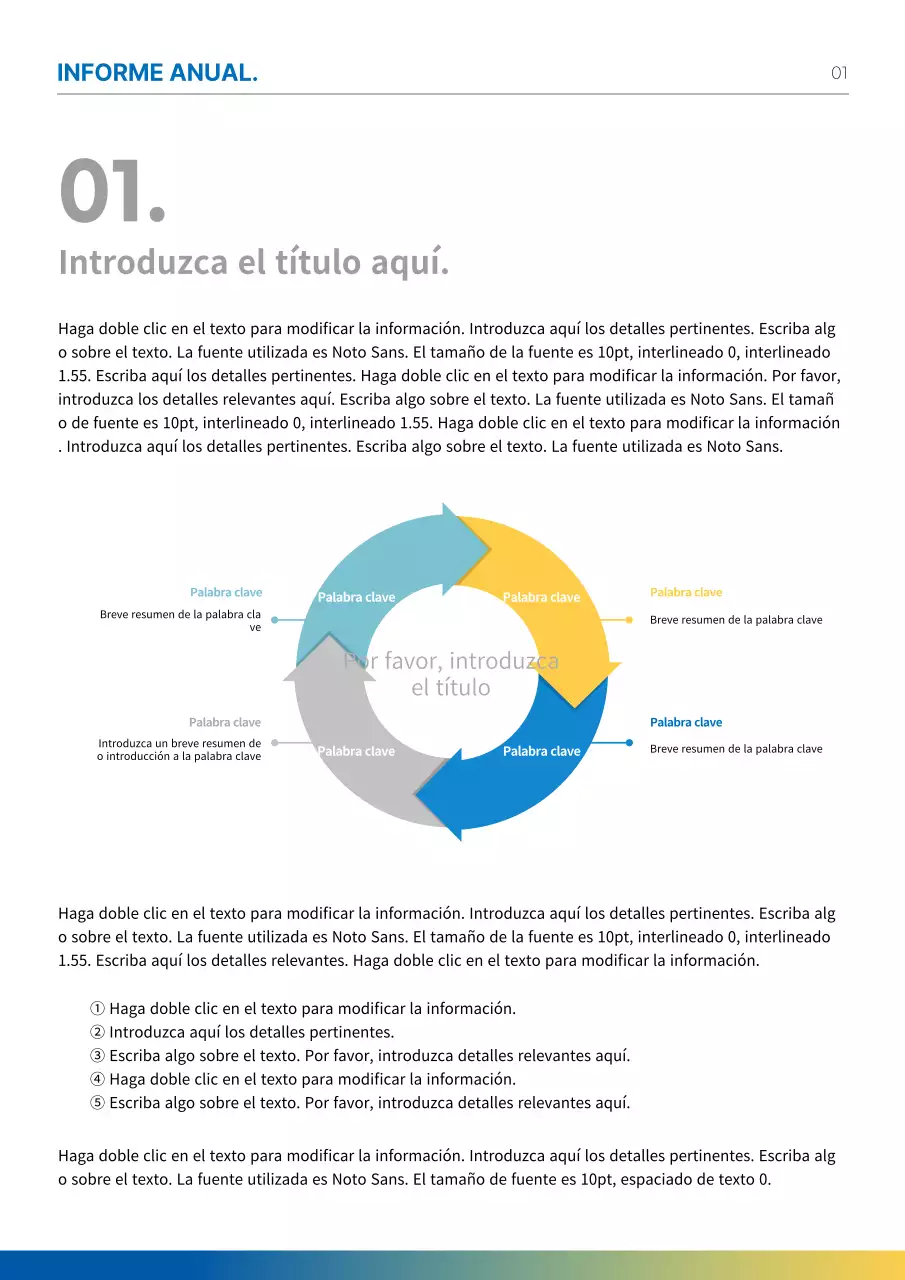Dar formato a un informe o documento infográfico con tonos azul claro y amarillo
