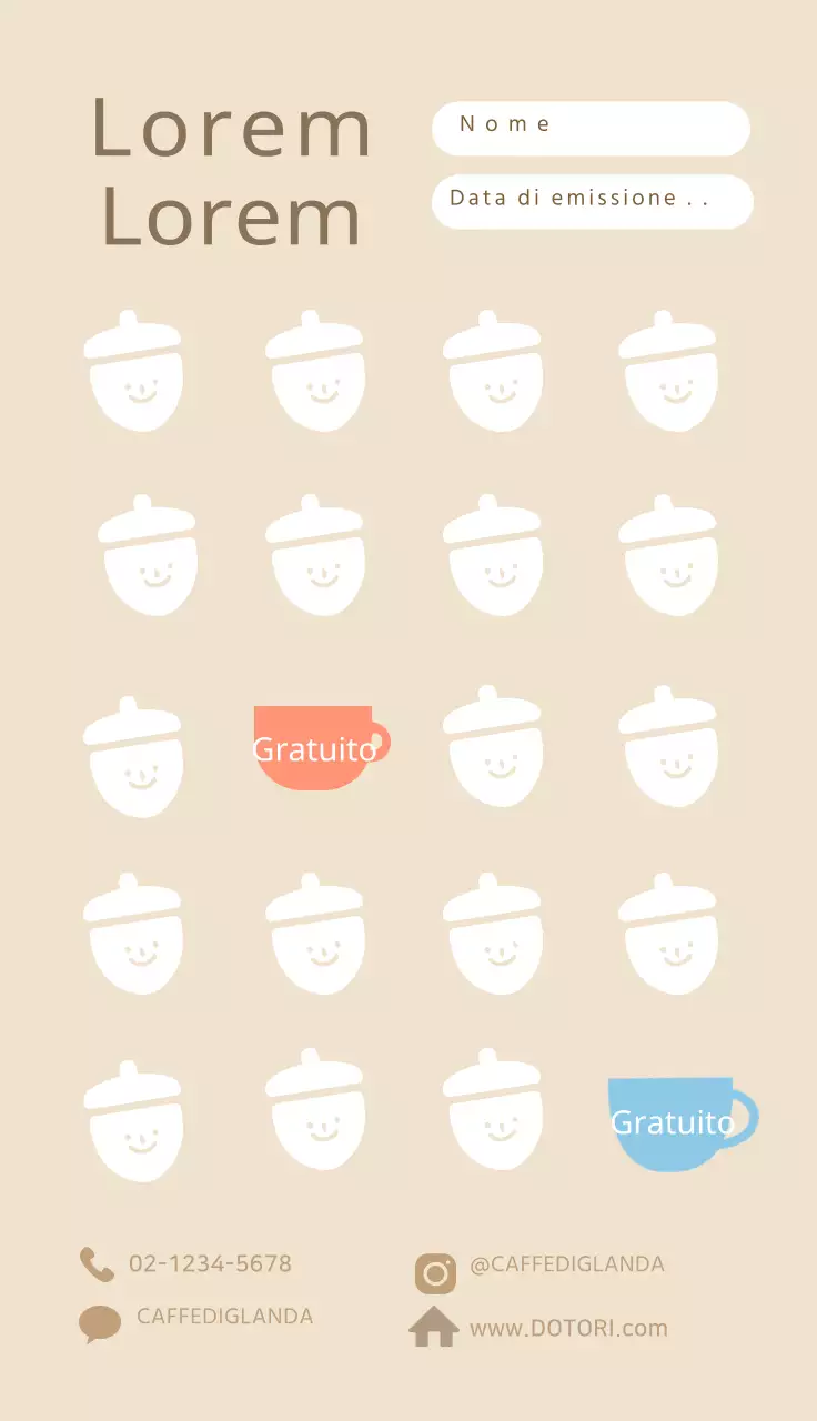 Graziosi biglietti da visita illustrati bianchi per un caffè