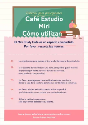 Un letrero de cafetería con un tema de pizarra rosa y verde