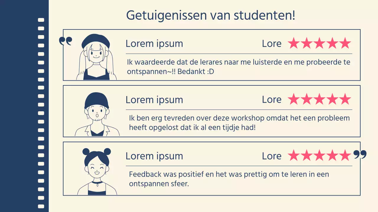 Cinemaconcept-workshop in marine- en roze tinten