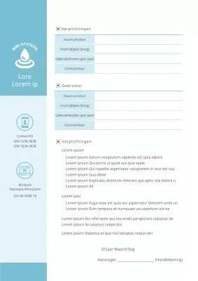 Blauwe Waterzuiveraar Overeenkomst