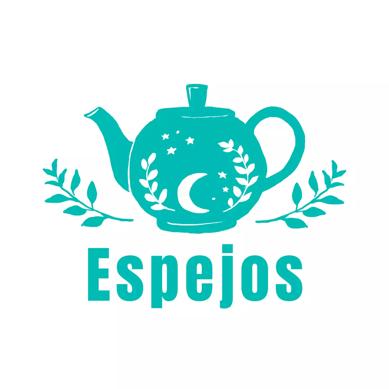 Logotipo dibujado a mano en color menta de una casa de té tradicional