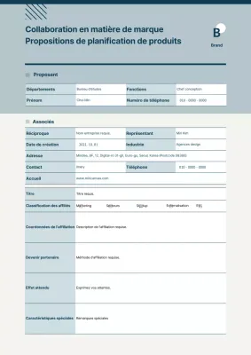 Proposition simple de collaboration de marque et de partenariat en bleu clair