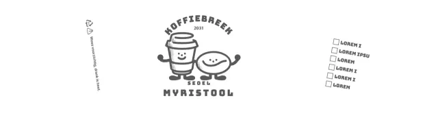 Retro en schattige koffiefiguren in bruin