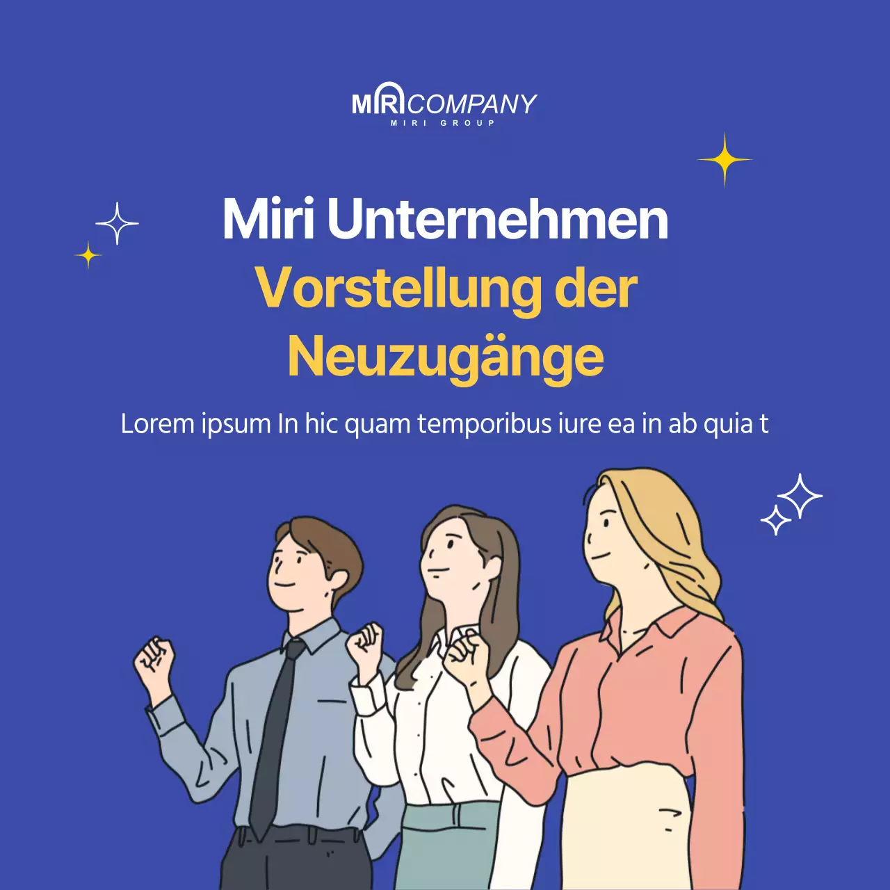 Blau gelb Konzept Corporate Mitarbeiter Einführung Karte Nachrichten Social Media Inhalt