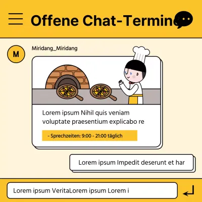 Gelbes Chat-Fenster für offene Chat-Termine