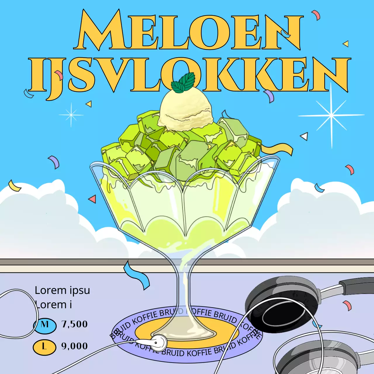 Lichtblauw paars retro zomer meloen schaafijs