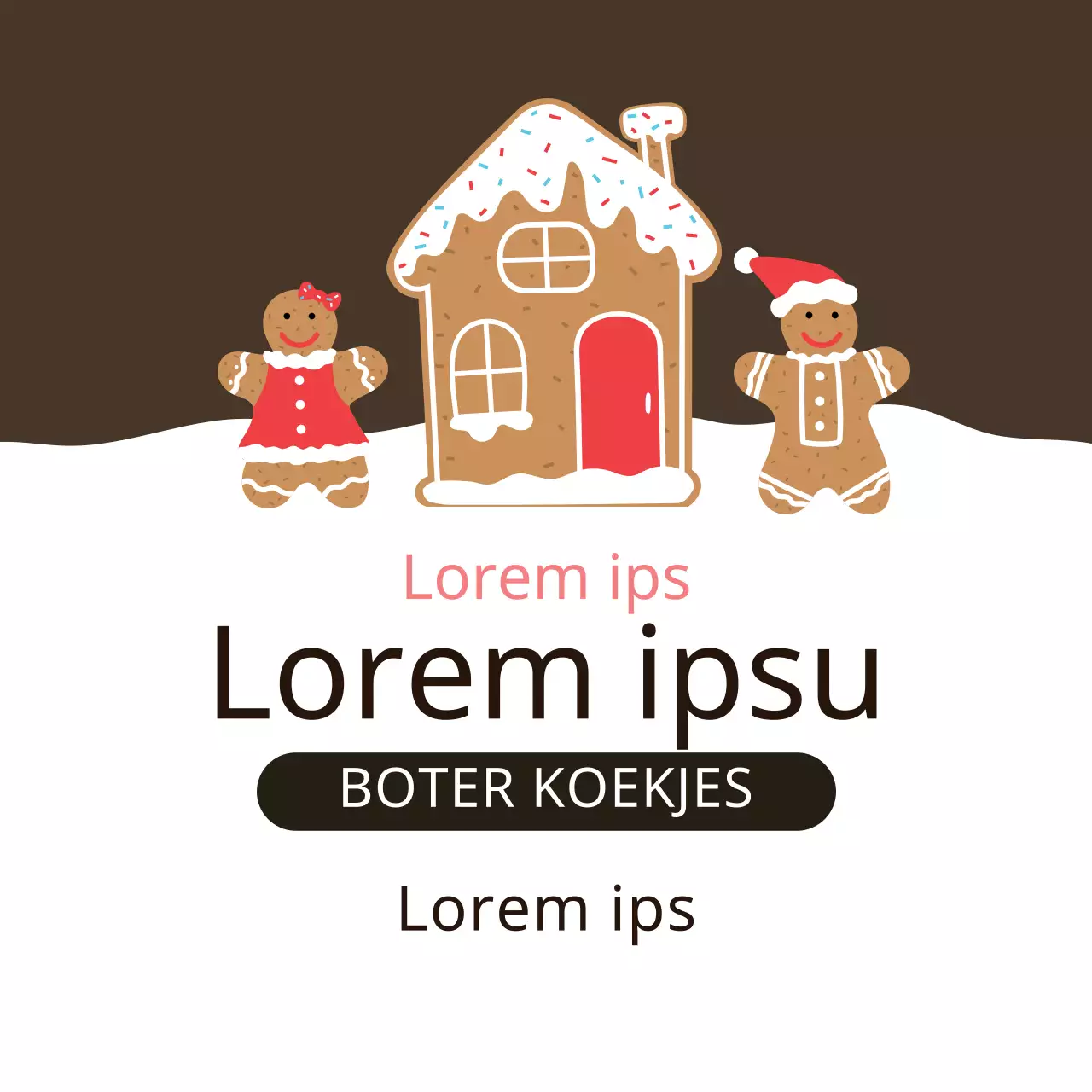 Bruin Rood Geïllustreerde Kerst Koekjeslabels